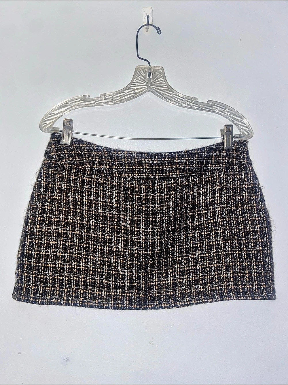 Notations Knit Plaid Mini Skirt Black & Brown Size 8